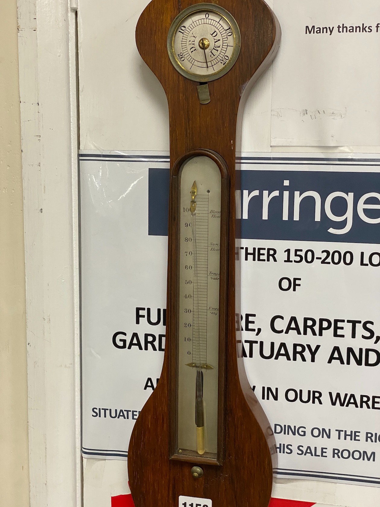 A Victorian rosewood wheel barometer, height 96cm